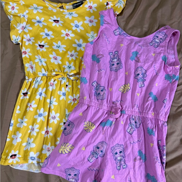 Floral Yellow and Purple Lol Doll Kids Summer Rompers - Picture 1 of 1